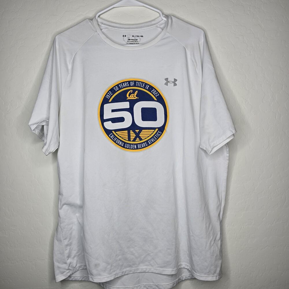Under Armour Cal Golden Bears 50 Title IX Tech Tee Shirt Mens White XL